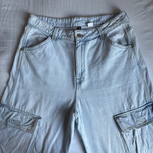 Calça Jeans Cargo Azul Claro