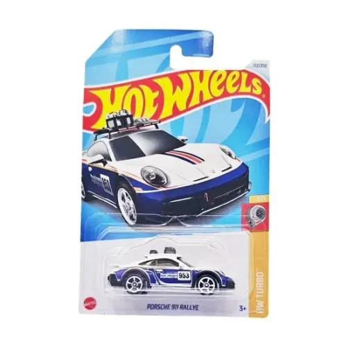 Miniatura Hot Wheels Porsche 911 Rallye Branco Azul 2024
