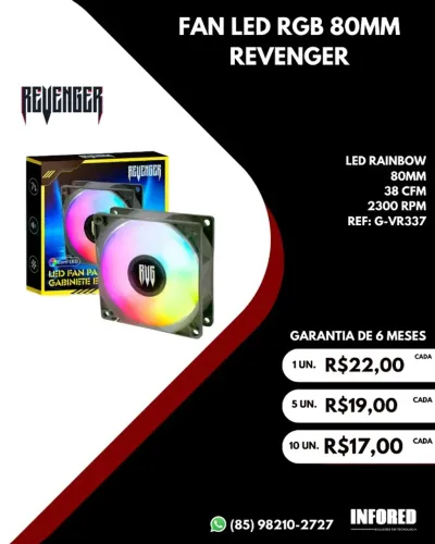 Fan LED RGB 80mm Revenger 
