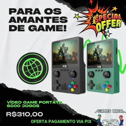 Vídeo Game Portátil Game Retrô X6 Tela HD IPS 3.5 Polegadas + de 6000 Jogos Retro 11 Emula
