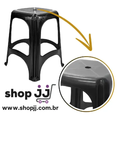 Banqueta Preta Banquinho de Plástico Resistente com apoio para os pés