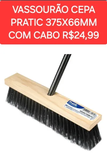 Vassoura cepa pratic  375x60mm com cabo 