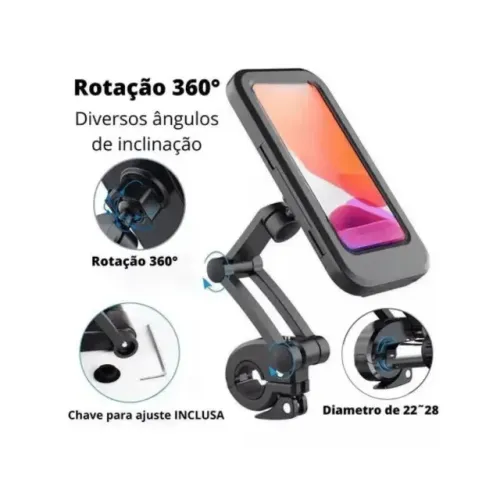 Suporte De Celular Magnético A prova D agua Moto e Bicicleta Articulado 360° Universal