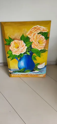 Quadro de Flores em Vaso - Pintura Original óleo sobre tela