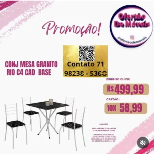 Mesa C/ Cadeiras Granito Rio/Informações 7 1 9 82 38 mais 536O / Entrega Gratis / Pague a
