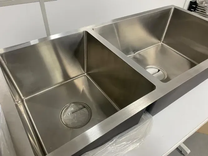 Cuba Dupla Quadrada Inox 304 Gourmet 88x40 Ássimetrica(com pequenas falhas)