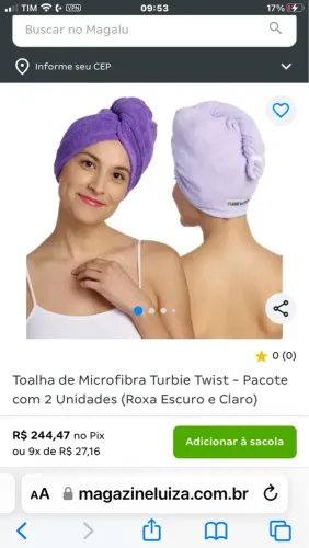 Toalha de Microfibra Turbie Twist - 2 Unidades