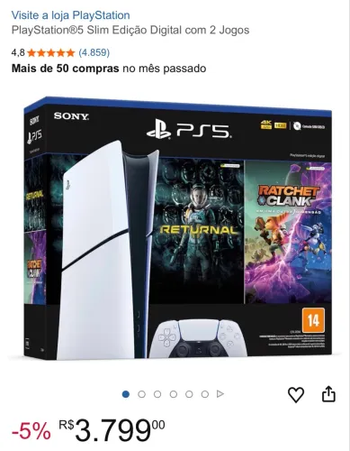 PS5 SLIM 1TB CONTROLE CAIXA