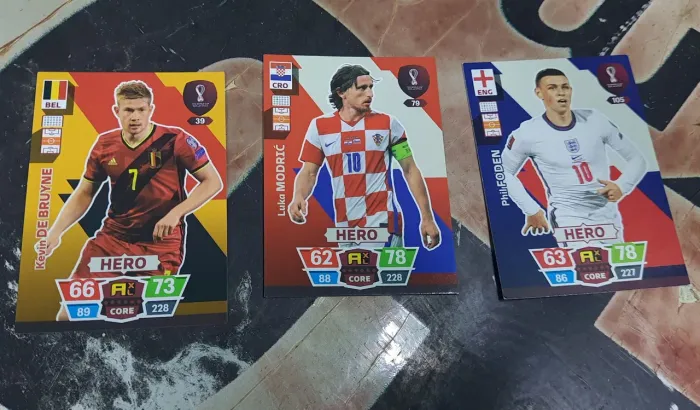 3 Cards Copa do Mundo - Kevin De Bruyne, Luka Modri? e Phil Foden
