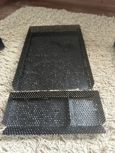 Dois kits Bandeja Multiuso Organizador Mesa e porta canetas Metal Preta