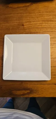 8 pratos raso quadrado cerâmica branca Oxford