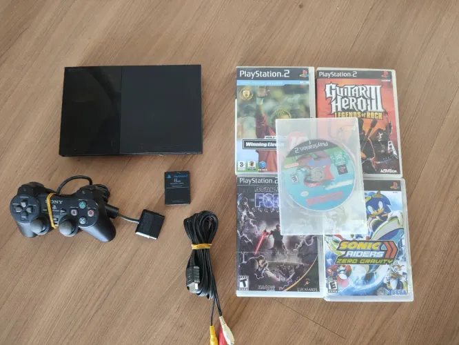 Playstation 2 Slim DESTRAVADO C/ ACESSÓRIOS ORIGINAL 