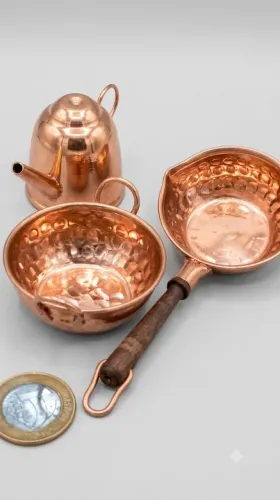Mini Panelas Decorativas em Cobre Batido Lindas Peças Para Decoração