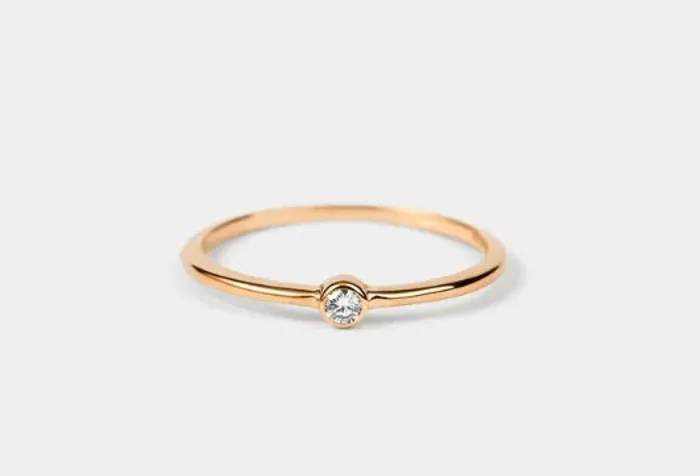 Anel de Ouro 14K com Diamante de Laboratório | Aro 18 | Marca Europeia