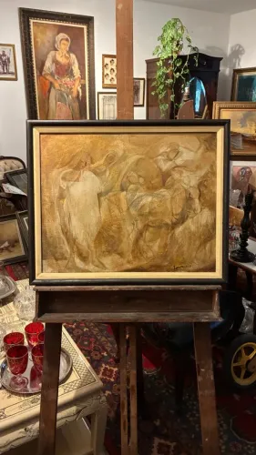 Quadro Pintura a Óleo Figuras em Movimento