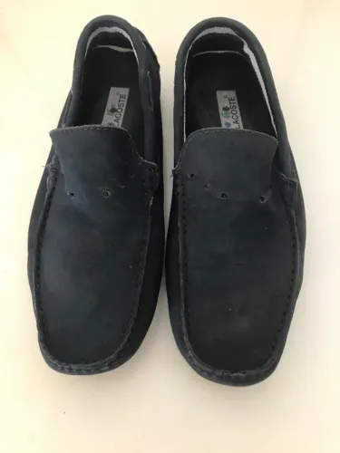 Sapato Mocassim Em Camurça Azul Da Lacoste