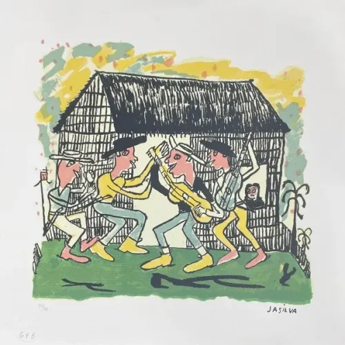 José Antonio da Silva - Gravura original com assinatura gravada, medindo 26X39 cm