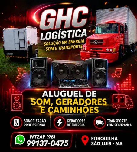 Aluguel de caminhão som geradores.  