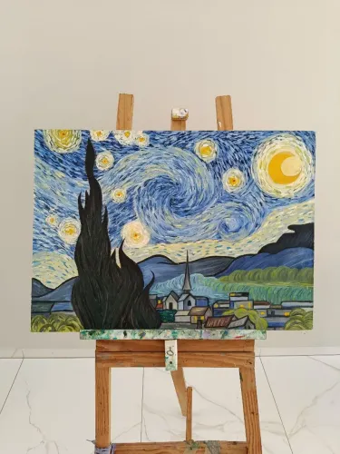 Pintura a óleo - réplica A Noite Estrelada 70cm x 50cm 