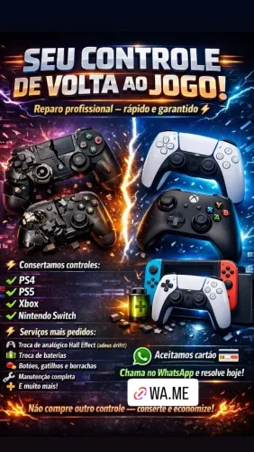 Reparo em controles ps4/ps5/Xbox/Nintendo switch...