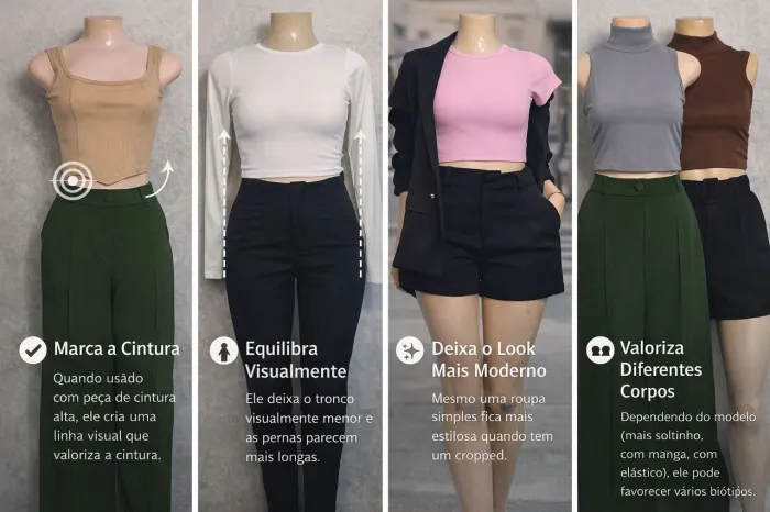 Croppeds, Shorts, Calça e Blazer 