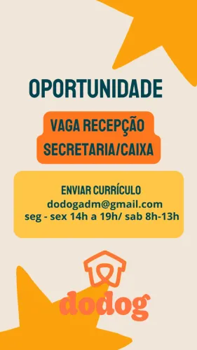 Vaga recepção secretaria pet shop