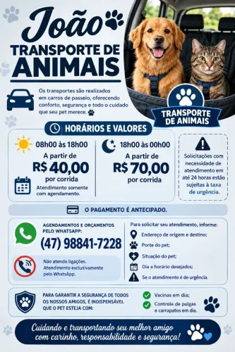 Transporte de animais/táxi pet