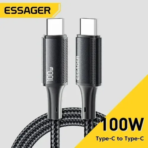 Cabo Essager USB-C 100W Super Rápido 1m Carregamento Turbo