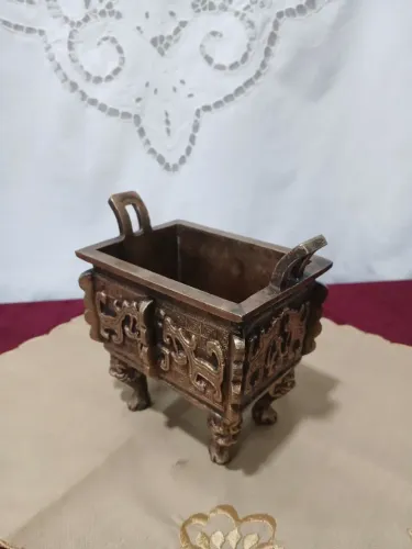 Antigo Incensário Chines De Bronze Maciço