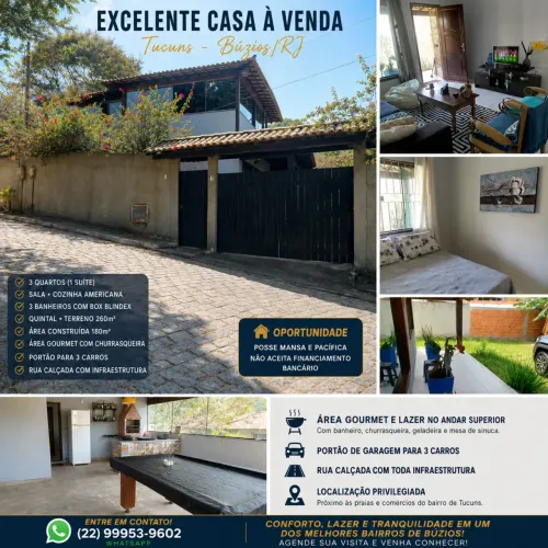 Excelente casa a venda no bairro de Tucuns-Búzios