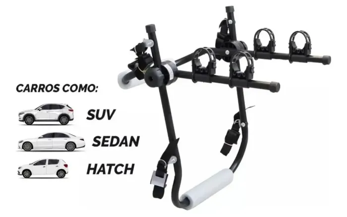 Suporte Universal Transbike Para 2 Bikes Apoio Fixo Sedan Hatch Aço True Cor grafite