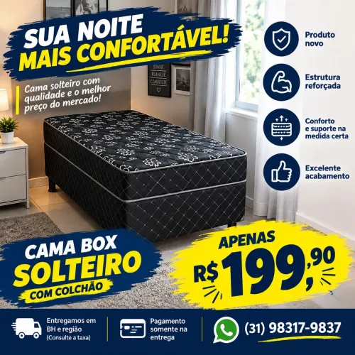 CAMA BOX SOLTEIRO ESTOQUE LIMITADO