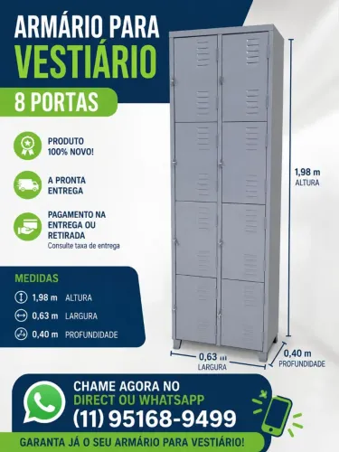 Armário para vestiário 8 portas