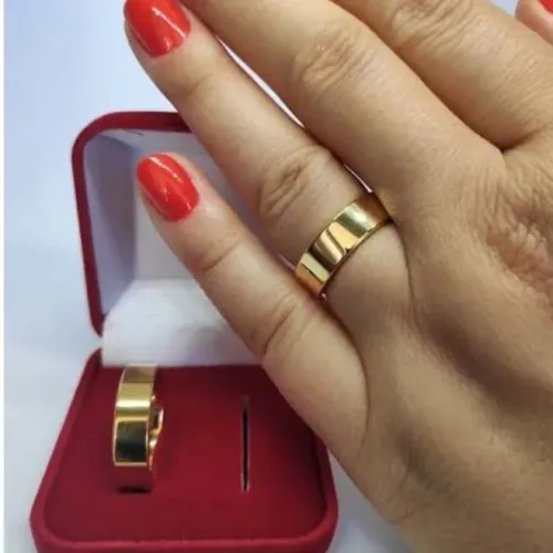 Par de aliança Banhada ouro 18k