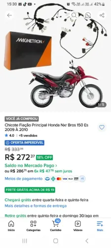 Chicote NXR Bros 150 ES fiação principal 2009 a 2010