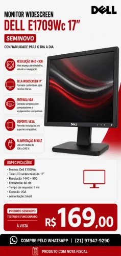 Monitor Dell E1709Wc 17?: R$ 169,00 à vista