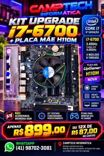 Kit Upgrade Intel Core i7 6700 + Placa Mãe H110M  UpGamer *entrego*parcelo