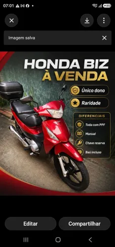 Honda Biz - Único dono, toda protegida com PPF e muito conservada