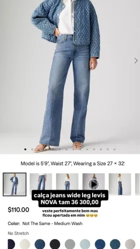 Calça levis wide leg 36
