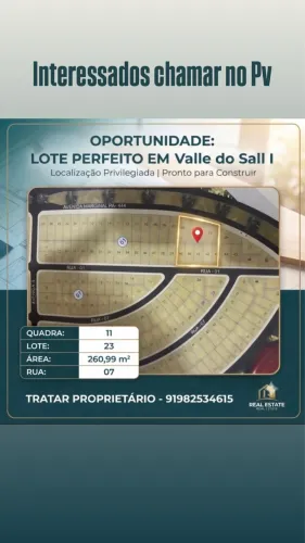 Vendo Lote no Condomínio Valle do Sall I