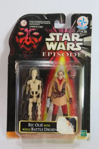COLECIONISMO STAR WARS - EPISODIO I - BONECOS do RIC OLIÉ e BATTLE DROID - Cartela Lacrada