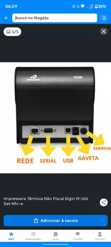 Impressora Térmica Não Fiscal Elgin I9 Usb Sat Nfc-e