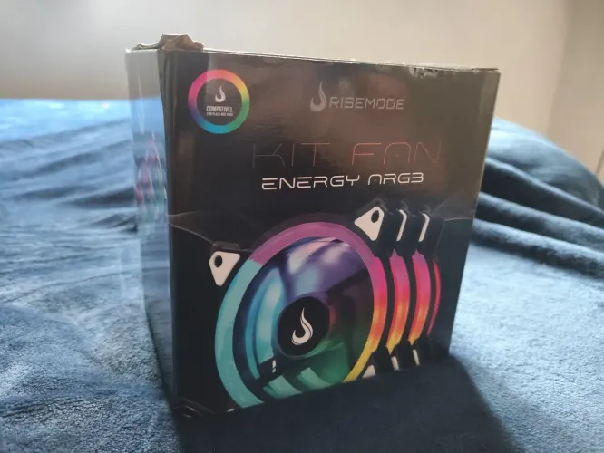 Kit com 3 Fans RiseMode Energy, 120mm, ARGB