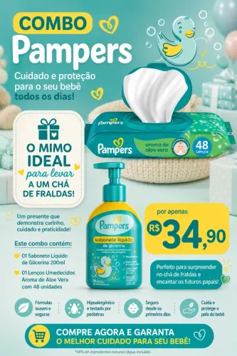 combo Baby Care Box lencinho umedecido + sabonete pampers