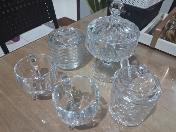 Conjunto para cantinho do café em vidro
