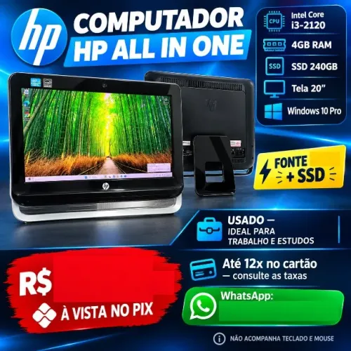 Computador Hp All In One Intel I3 2° 240gb Ssd 4gb trabalho , Estudos usado