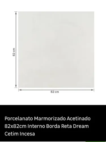 Porcelanato Marmorizado Acetinado 82x82cm Interno Borda Reta Dream Cetim Incesa