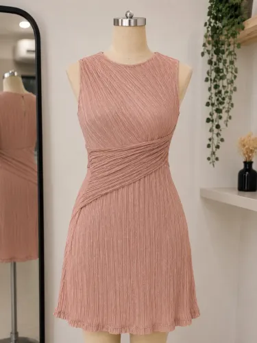Vestido rosa plissado