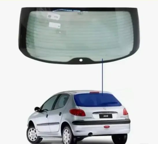 Vidro vigia traseiro com desembaçador para Peugeot 206 e 207 de 1999 a 2016