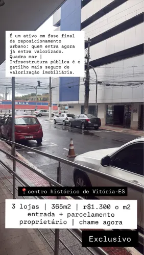 3 loja centro Vitória 365m2 investimento valorização centro Vitória es 